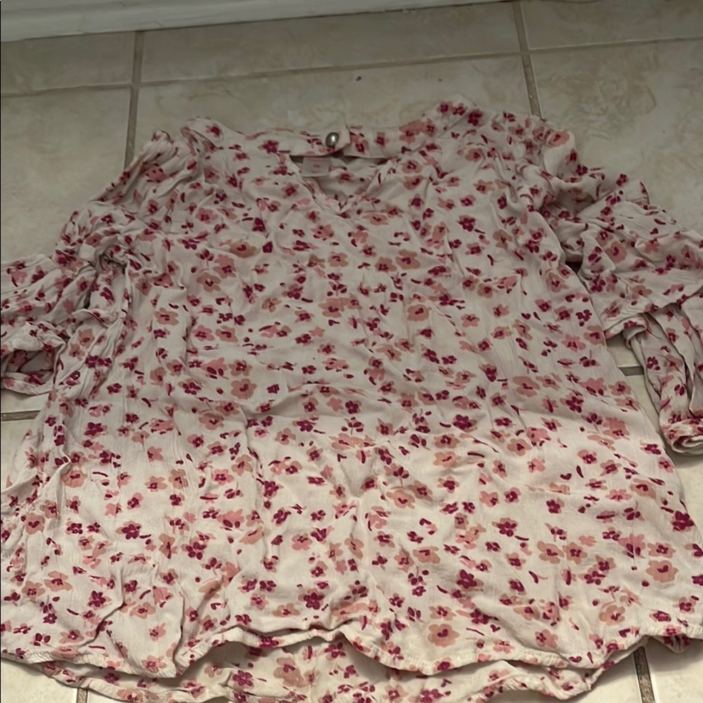 Justice Pink Floral Kids Blouse